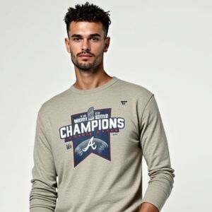 Gray Atlanta Braves World Series Champions Long Sleeve Tee
